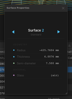 Surface Properties Panel